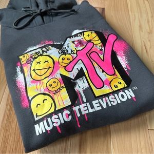 MTV Dark Grey XL Graffiti-style hoodie sweatshirt, new